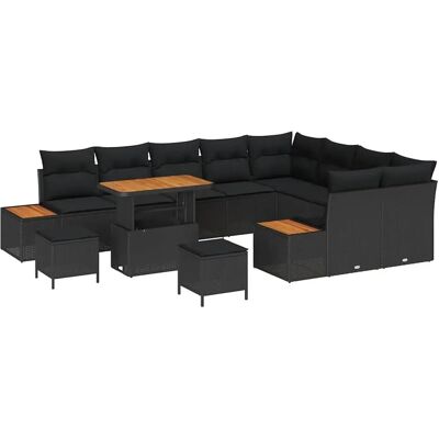 vidaXL Garten-Sofa-Set mit Kissen 12-Tlg Schwarz Poly Rattan 3362954 vidaXL Garten-Sofa-Set mit Kissen 12-Tlg Schwarz Poly Rattan 3362954
