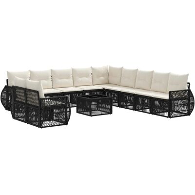 vidaXL Gartensofa-Set 12-Tlg Schwarz und Cremeweiß Poly-Rattan 3435472 vidaXL Gartensofa-Set 12-Tlg Schwarz und Cremeweiß Poly-Rattan 3435472