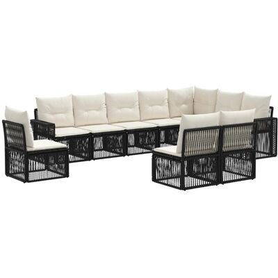 vidaXL Gartensofa-Set 10-Tlg Schwarz und Cremeweiß Poly-Rattan 3435151 vidaXL Gartensofa-Set 10-Tlg Schwarz und Cremeweiß Poly-Rattan 3435151