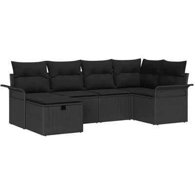 vidaXL Garten-Sofa-Set mit Kissen 6-Tlg Schwarz Poly Rattan 3360214 vidaXL Garten-Sofa-Set mit Kissen 6-Tlg Schwarz Poly Rattan 3360214