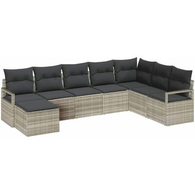 vidaXL Garten-Sofa-Set 7-Tlg Hellgrau Poly Rattan 3346472 vidaXL Garten-Sofa-Set 7-Tlg Hellgrau Poly Rattan 3346472
