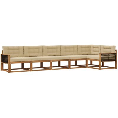 vidaXL Outdoor-Sofagarnitur mit Kissen 6 Stk Natur und Beige 3382606 vidaXL Outdoor-Sofagarnitur mit Kissen 6 Stk Natur und Beige 3382606