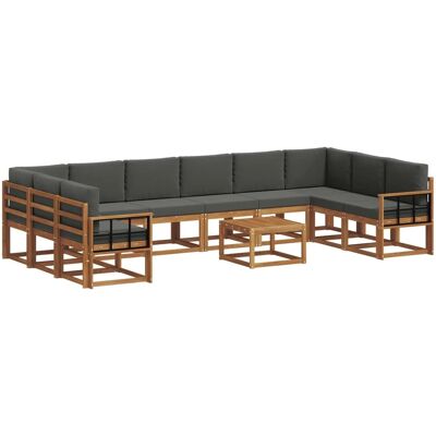 vidaXL Outdoor-Sofagarnitur mit Kissen 11-Tlg Natur und Anthrazit 3367100 vidaXL Outdoor-Sofagarnitur mit Kissen 11-Tlg Natur und Anthrazit 3367100