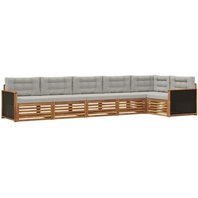 vidaXL Outdoor-Sofagarnitur 6 Stk Natur und Hellgrau 3383404 vidaXL Outdoor-Sofagarnitur 6 Stk Natur und Hellgrau 3383404