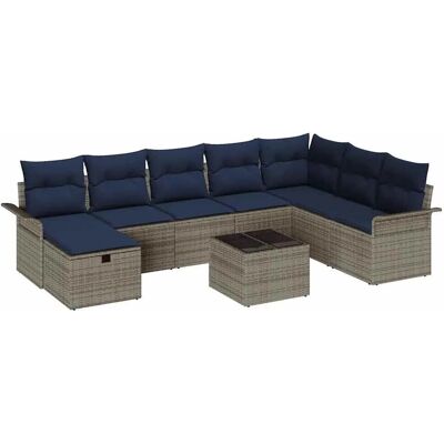 vidaXL Gartensofa-set mit Kissen mit Speicher 9 Stk Poly Rattan 3360276 vidaXL Gartensofa-set mit Kissen mit Speicher 9 Stk Poly Rattan 3360276
