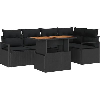 vidaXL Garten-Sofa-Set mit Speicher 6-Tlg Schwarz Poly Rattan 3358452 vidaXL Garten-Sofa-Set mit Speicher 6-Tlg Schwarz Poly Rattan 3358452