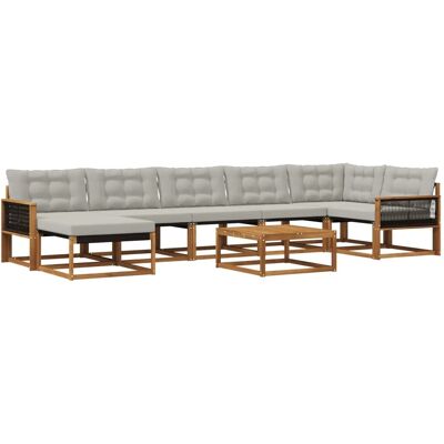 vidaXL Outdoor-Sofagarnitur mit Kissen 8 Stk Natur und Hellgrau 3381583 vidaXL Outdoor-Sofagarnitur mit Kissen 8 Stk Natur und Hellgrau 3381583