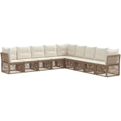 vidaXL Gartensofa-Set 9-Tlg Beige Poly-Rattan 3434247 vidaXL Gartensofa-Set 9-Tlg Beige Poly-Rattan 3434247