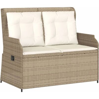 furnicato Gartenbank Verstellbar mit Kissen Beige Poly Rattan furnicato Gartenbank Verstellbar mit Kissen Beige Poly Rattan