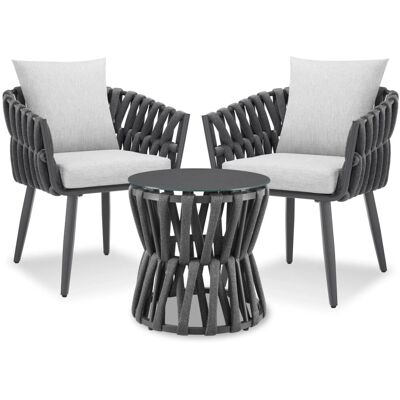 Tectake Aluminium Gartenlounge Set Lugano Im Rope Design Wetterfest und Uv Beständig 65 5 x 62 5 x 75 cm Anthrazit Grau Tectake Aluminium Gartenlounge Set Lugano Im Rope Design Wetterfest und Uv Beständig 65 5 x 62 5 x 75 cm Anthrazit Grau