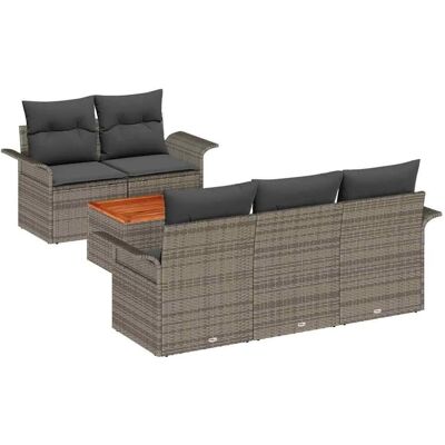 vidaXL Gartensofa-Set mit Speicher 6 Stk Grau Poly-Rattan 3355934 vidaXL Gartensofa-Set mit Speicher 6 Stk Grau Poly-Rattan 3355934