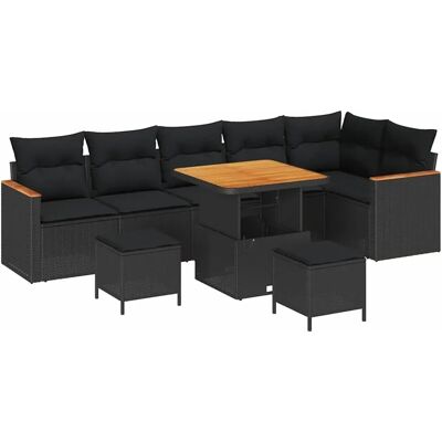 vidaXL Garten-Sofa-Set mit Kissen 9-Tlg Schwarz Poly Rattan 3363059 vidaXL Garten-Sofa-Set mit Kissen 9-Tlg Schwarz Poly Rattan 3363059