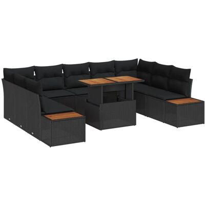 vidaXL Garten-Sofa-Set mit Speicher 10-Tlg Schwarz Poly Rattan 3358837 vidaXL Garten-Sofa-Set mit Speicher 10-Tlg Schwarz Poly Rattan 3358837
