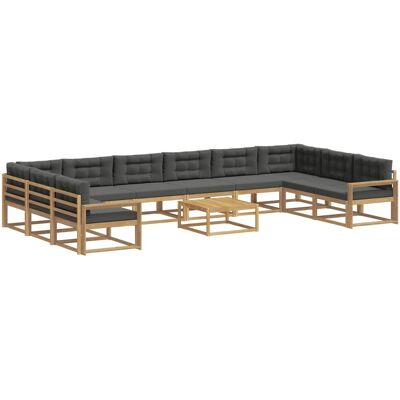 vidaXL Outdoor-Sofagarnitur mit Kissen 11 Stk Weiß und Anthrazit 3387146 vidaXL Outdoor-Sofagarnitur mit Kissen 11 Stk Weiß und Anthrazit 3387146