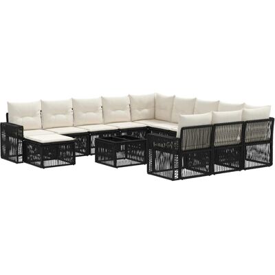 vidaXL Gartensofa-Set 13-Tlg Schwarz und Cremeweiß Poly-Rattan 3435331 vidaXL Gartensofa-Set 13-Tlg Schwarz und Cremeweiß Poly-Rattan 3435331