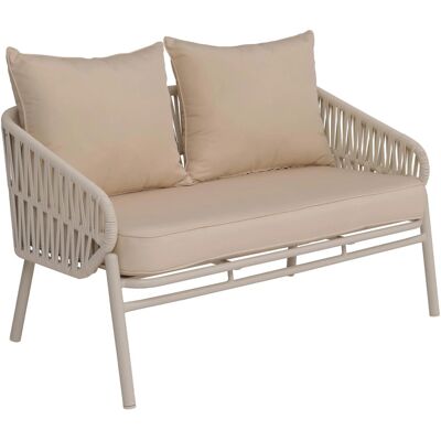 MCW Aluminium-Gartenbank P90 Seilgeflecht Rope Stoff/Textil Creme MCW Aluminium-Gartenbank P90 Seilgeflecht Rope Stoff/Textil Creme