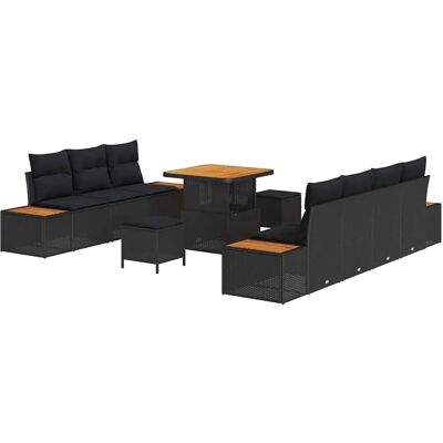 vidaXL Garten-Sofa-Set mit Kissen 10-Tlg Schwarz Poly Rattan 3362874 vidaXL Garten-Sofa-Set mit Kissen 10-Tlg Schwarz Poly Rattan 3362874