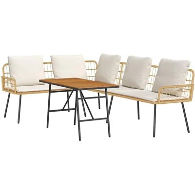 vidaXL Outdoor Rattan Möbelset - Beige - Für Vier vidaXL Outdoor Rattan Möbelset - Beige - Für Vier