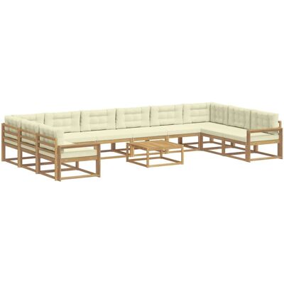 vidaXL Outdoor-Sofagarnitur mit Kissen 11 Stk Weiß und Creme 3387144 vidaXL Outdoor-Sofagarnitur mit Kissen 11 Stk Weiß und Creme 3387144