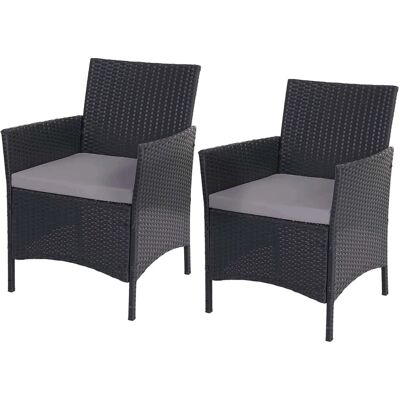 MCW Poly-Rattan Sessel Halden 2er-Set Anthrazit Kissen Anthrazit MCW Poly-Rattan Sessel Halden 2er-Set Anthrazit Kissen Anthrazit