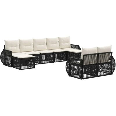 vidaXL Gartensofa-Set 9-Tlg Schwarz und Cremeweiß Poly-Rattan 3435544 vidaXL Gartensofa-Set 9-Tlg Schwarz und Cremeweiß Poly-Rattan 3435544