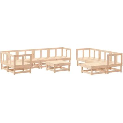 vidaXL Garten-Lounge-Set 10-tlg. Grau Massivholz Kiefer Natur vidaXL Garten-Lounge-Set 10-tlg. Grau Massivholz Kiefer Natur