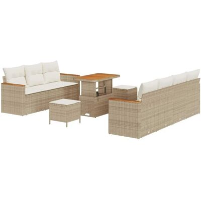vidaXL Gartensofa-Set mit Kissen 14 Stk Beige und Creme Poly-Rattan 3364961 vidaXL Gartensofa-Set mit Kissen 14 Stk Beige und Creme Poly-Rattan 3364961