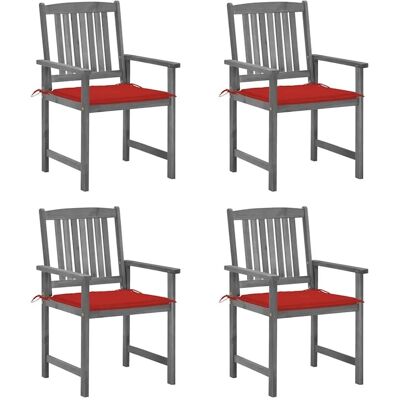 vidaXL Gartenstühle mit Kissen 4 Stk Grau Massivholz Akazie 3061234 vidaXL Gartenstühle mit Kissen 4 Stk Grau Massivholz Akazie 3061234