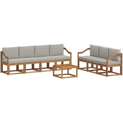 vidaXL Outdoor-Sofagarnitur mit Kissen 8-Tlg Natur und Hellgrau 3366129 vidaXL Outdoor-Sofagarnitur mit Kissen 8-Tlg Natur und Hellgrau 3366129