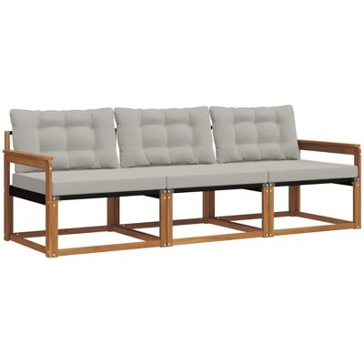 vidaXL Outdoor-Sofagarnitur mit Kissen 3-Tlg Natur und Hellgrau 3369138 vidaXL Outdoor-Sofagarnitur mit Kissen 3-Tlg Natur und Hellgrau 3369138