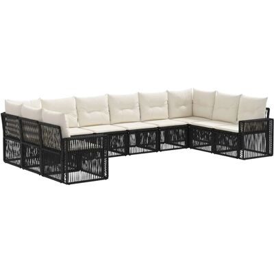 vidaXL Gartensofa-Set 10-Tlg Schwarz und Cremeweiß Poly-Rattan 3435232 vidaXL Gartensofa-Set 10-Tlg Schwarz und Cremeweiß Poly-Rattan 3435232