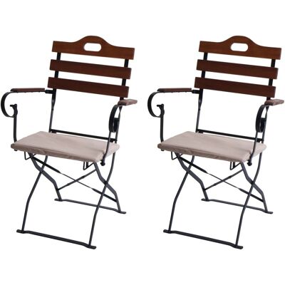 MCW 2er-Set Biergartenstuhl J40 Gastronomie-Qualität Braun Polster Beige MCW 2er-Set Biergartenstuhl J40 Gastronomie-Qualität Braun Polster Beige