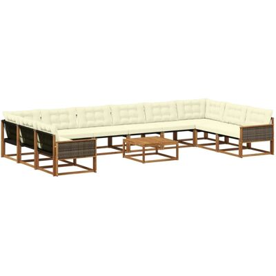 vidaXL Outdoor-Sofagarnitur mit Kissen 11 Stk Natur und Creme 3381722 vidaXL Outdoor-Sofagarnitur mit Kissen 11 Stk Natur und Creme 3381722