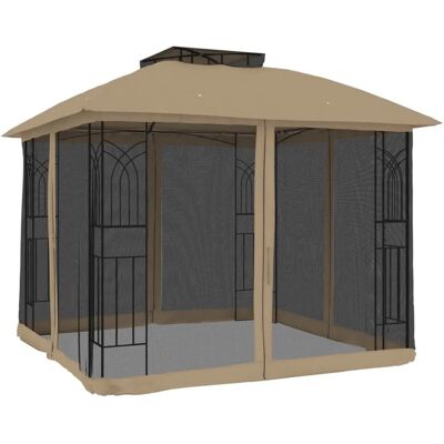 vidaXL Pavillon mit Doppel-Dach und Fliegengittern - 2,94x2,94 m Stahl vidaXL Pavillon mit Doppel-Dach und Fliegengittern - 2,94x2,94 m Stahl