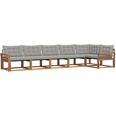 vidaXL Outdoor-Sofagarnitur mit Kissen 6-Tlg Natur und Hellgrau 3369506 vidaXL Outdoor-Sofagarnitur mit Kissen 6-Tlg Natur und Hellgrau 3369506