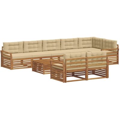 vidaXL Outdoor-Sofagarnitur mit Kissen 9-Tlg Natur und Beige 3373703 vidaXL Outdoor-Sofagarnitur mit Kissen 9-Tlg Natur und Beige 3373703