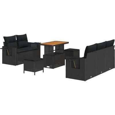 vidaXL Garten-Sofa-Set 8-Tlg Schwarz Poly Rattan 3361689 vidaXL Garten-Sofa-Set 8-Tlg Schwarz Poly Rattan 3361689