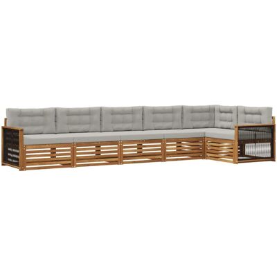 vidaXL Outdoor-Sofagarnitur mit Kissen 6 Stk Natur und Hellgrau 3383414 vidaXL Outdoor-Sofagarnitur mit Kissen 6 Stk Natur und Hellgrau 3383414