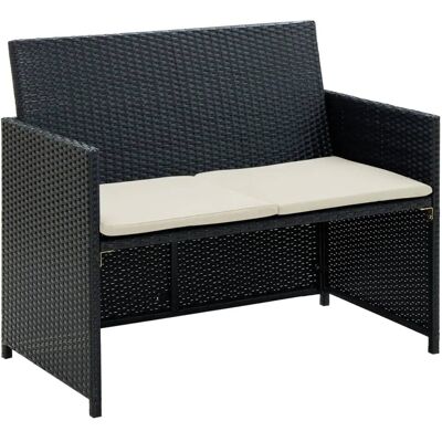 vidaXL 2-Sitzer-Gartensofa mit Polstern Schwarz Poly Rattan 43910 vidaXL 2-Sitzer-Gartensofa mit Polstern Schwarz Poly Rattan 43910