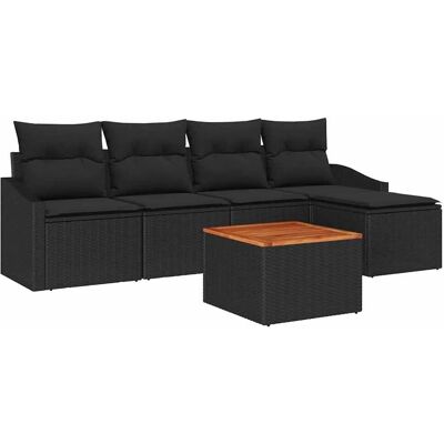 vidaXL Garten-Sofa-Set mit Kissen 6-Tlg Schwarz Poly Rattan 3347821 vidaXL Garten-Sofa-Set mit Kissen 6-Tlg Schwarz Poly Rattan 3347821