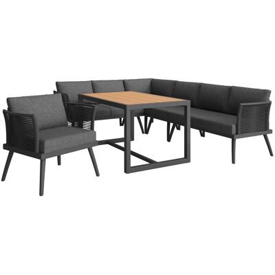 okwish Gartensofa-Set mit Geflochtenen Armlehnen mit Polstern und Kissen Grau okwish Gartensofa-Set mit Geflochtenen Armlehnen mit Polstern und Kissen Grau