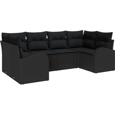vidaXL Garten-Sofa-Set mit Kissen 6-Tlg Schwarz Poly Rattan 3354852 vidaXL Garten-Sofa-Set mit Kissen 6-Tlg Schwarz Poly Rattan 3354852