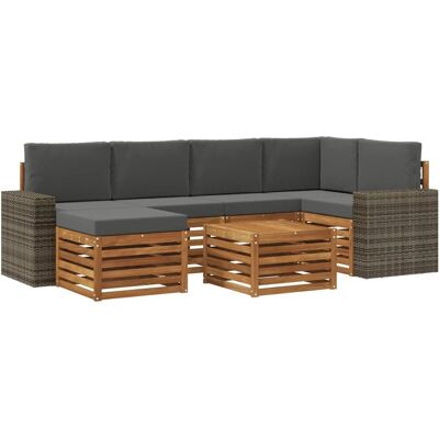 vidaXL Ecksofa Set 7 Stk Natur und Anthrazit Massivholz Akazie 3384608 vidaXL Ecksofa Set 7 Stk Natur und Anthrazit Massivholz Akazie 3384608