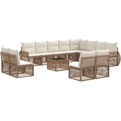 vidaXL Gartensofa-Set 13-Tlg Beige und Cremeweiß Poly-Rattan 3435579 vidaXL Gartensofa-Set 13-Tlg Beige und Cremeweiß Poly-Rattan 3435579