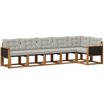 vidaXL Outdoor-Sofagarnitur mit Kissen 6 Stk Natur und Hellgrau 3381975 vidaXL Outdoor-Sofagarnitur mit Kissen 6 Stk Natur und Hellgrau 3381975