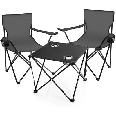 BigDean Campingtisch mit Stühlen Dunkelgrau Camping Tisch Stuhl Set Camping Stühle Campingstühle Campingstühle Faltbar Campingmöbel Set BigDean Campingtisch mit Stühlen Dunkelgrau Camping Tisch Stuhl Set Camping Stühle Campingstühle Campingstühle Faltbar Campingmöbel Set