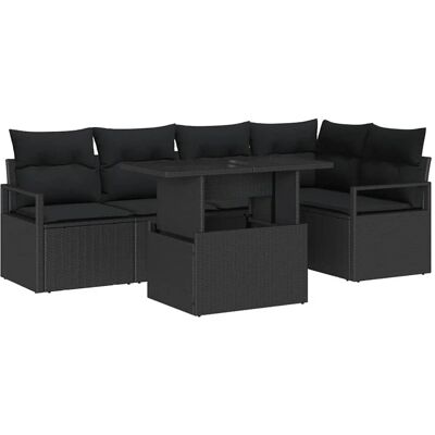vidaXL Garten-Sofa-Set mit Speicher 6-Tlg Schwarz Poly Rattan 3357566 vidaXL Garten-Sofa-Set mit Speicher 6-Tlg Schwarz Poly Rattan 3357566