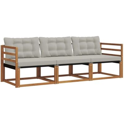 vidaXL Outdoor-Sofagarnitur mit Kissen 3-Tlg Natur und Hellgrau 3369134 vidaXL Outdoor-Sofagarnitur mit Kissen 3-Tlg Natur und Hellgrau 3369134