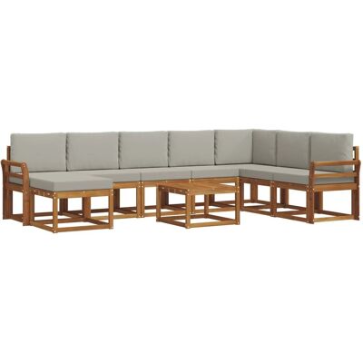 vidaXL Outdoor-Sofagarnitur mit Kissen 9-Tlg Natur und Hellgrau 3366849 vidaXL Outdoor-Sofagarnitur mit Kissen 9-Tlg Natur und Hellgrau 3366849