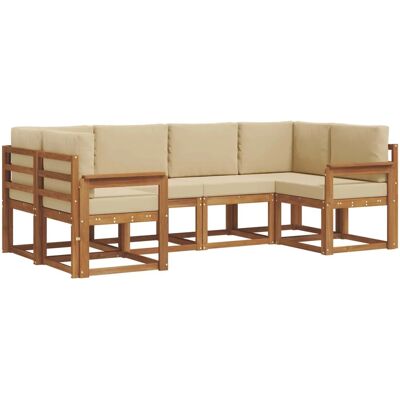 vidaXL Outdoor-Sofagarnitur mit Kissen 6-Tlg Natur und Beige 3366876 vidaXL Outdoor-Sofagarnitur mit Kissen 6-Tlg Natur und Beige 3366876
